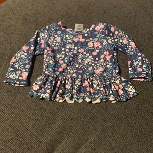 RuffleButts Girls Moonlit Meadow Peplum Long Sleeve